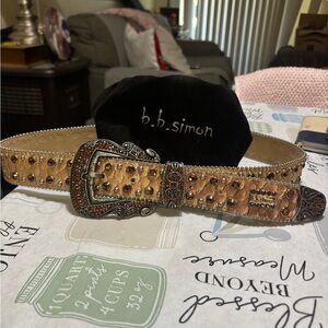 B.B. Simon Tan and Silver Studded Belt Bag size S